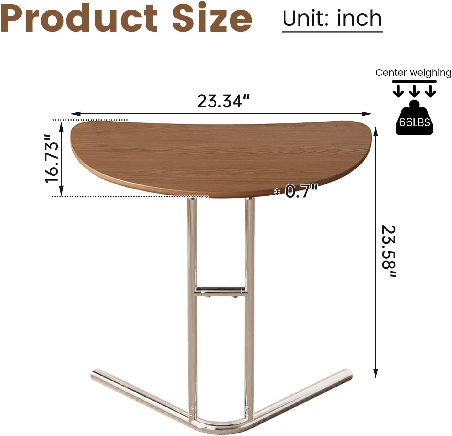 Miuuod C-Shaped End Table,Small Side Table for Couch, Sofa Table with Metal Frame,Laptop Snack Table for Living Room,Bedroom,Home Office,Bedside,Wood