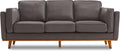 Valencia Artisan Full Leather Sofa 88” - Pure Full Italian Nappa Leather Couch, Solid Wood Accent, Ultimate Comfort, Modern Grey