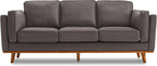 Valencia Artisan Full Leather Sofa 88” - Pure Full Italian Nappa Leather Couch, Solid Wood Accent, Ultimate Comfort, Modern Grey
