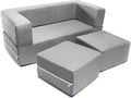 Jaxx Zipline Kids Modular Loveseat & Ottomans/Fold Out Lounger, Platinum