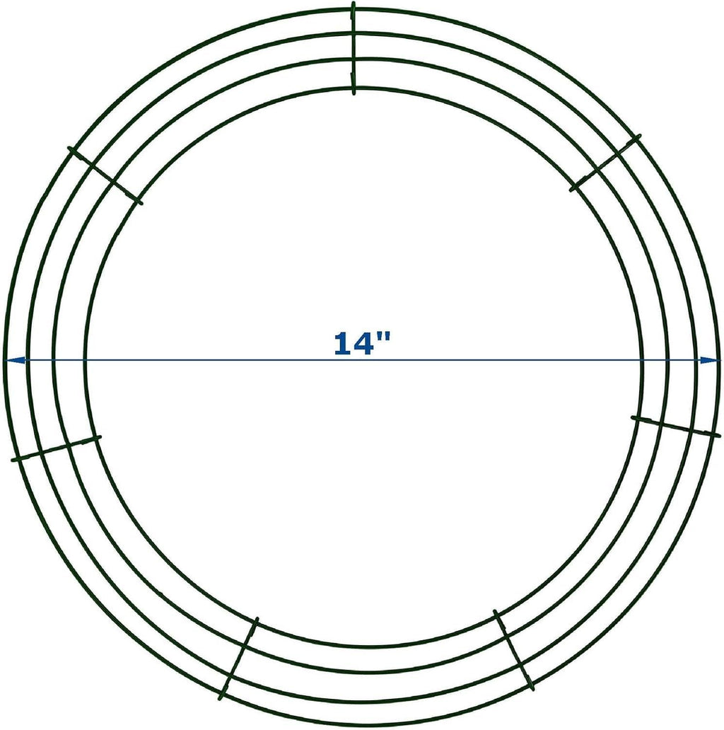 14 Inch Christmas Green Wire Wreath Frame,2 Pack Metal Front Door Wreath Round Form Iron Ring for Christmas, New Year Decors, Crafts, DIY, Holidays, Events