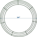 14 Inch Christmas Green Wire Wreath Frame,2 Pack Metal Front Door Wreath Round Form Iron Ring for Christmas, New Year Decors, Crafts, DIY, Holidays, Events