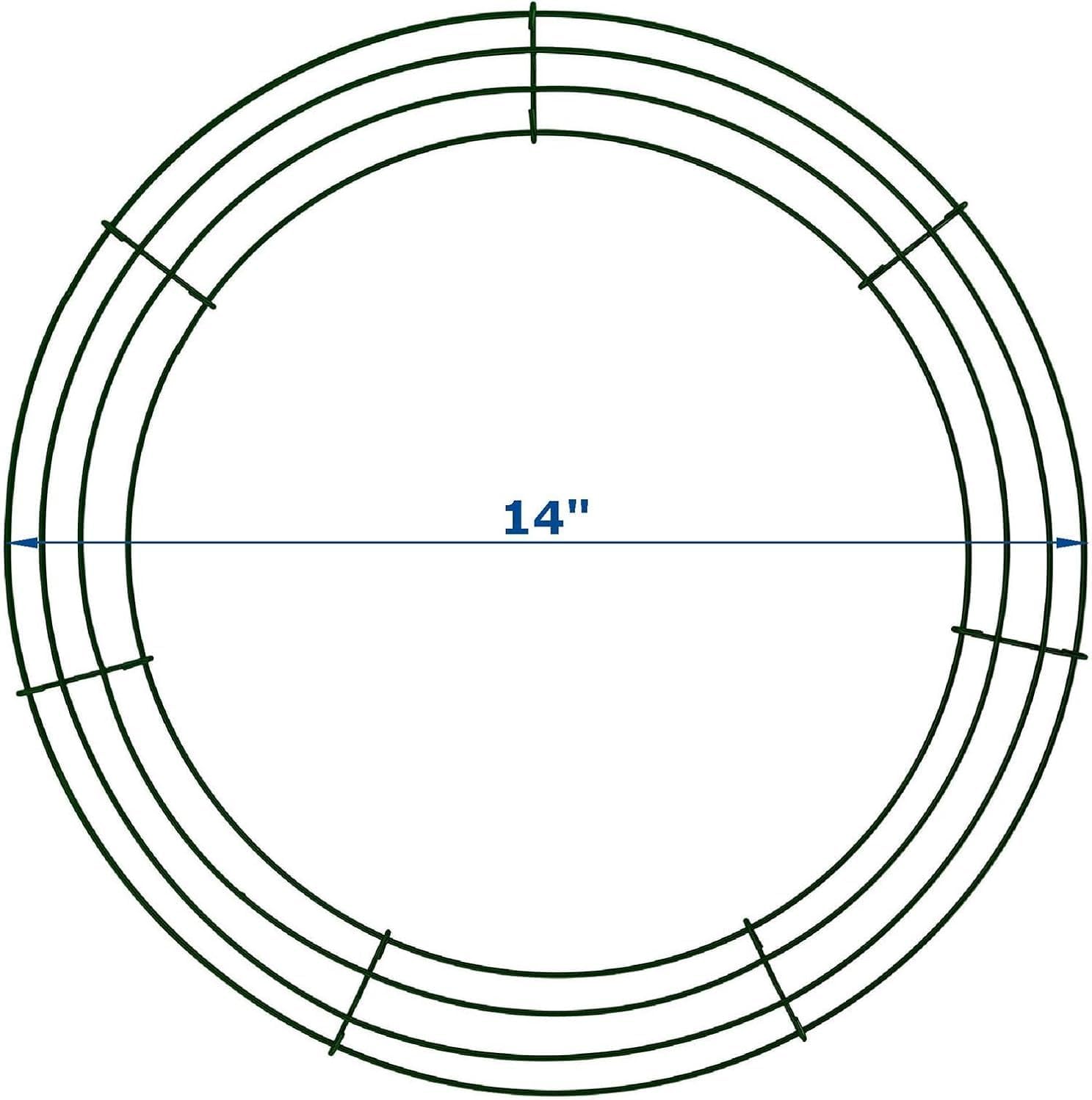 14 Inch Christmas Green Wire Wreath Frame,2 Pack Metal Front Door Wreath Round Form Iron Ring for Christmas, New Year Decors, Crafts, DIY, Holidays, Events