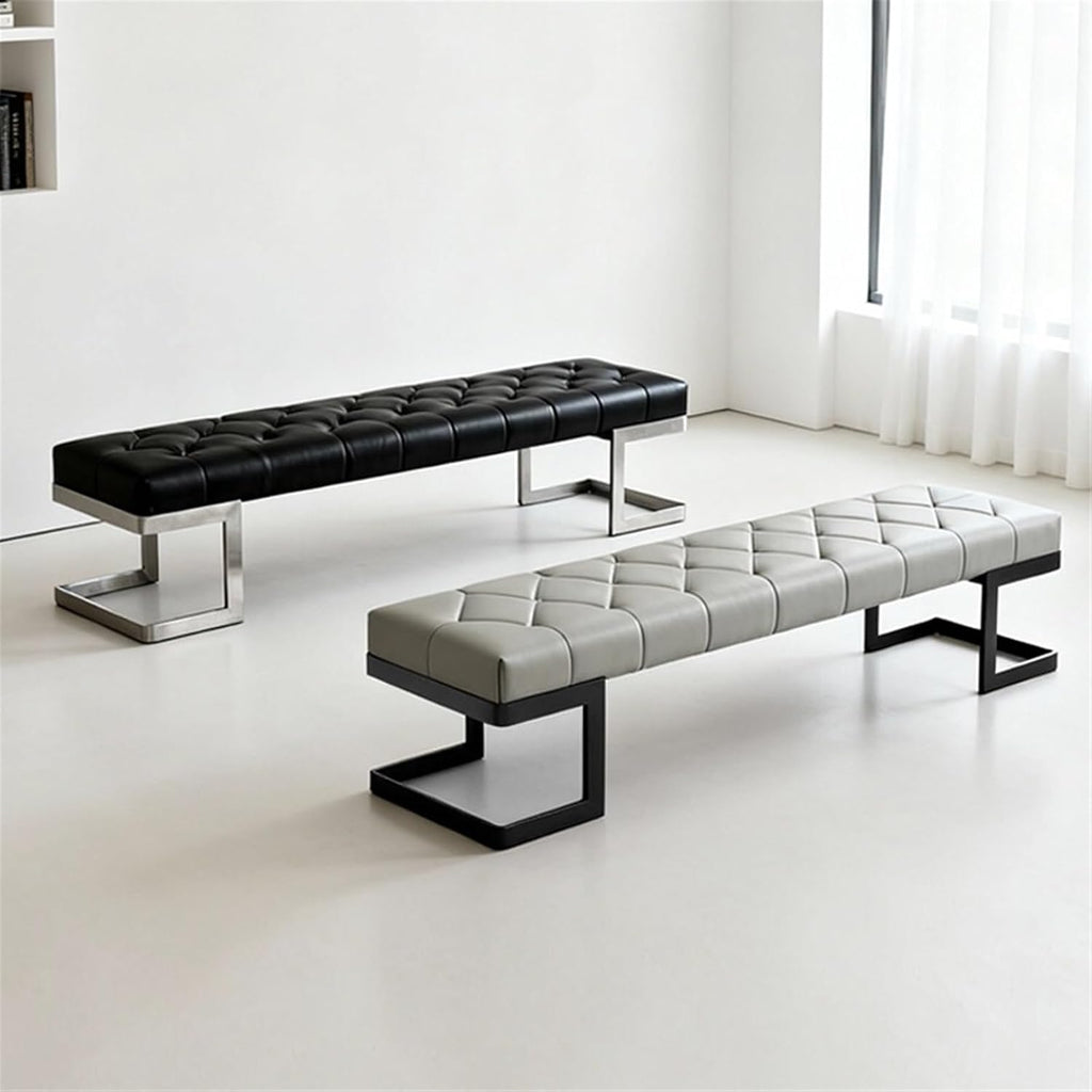 Modern Leather Bed end Bench Bedroom Dressing Room Leisure Entryway(Medium)