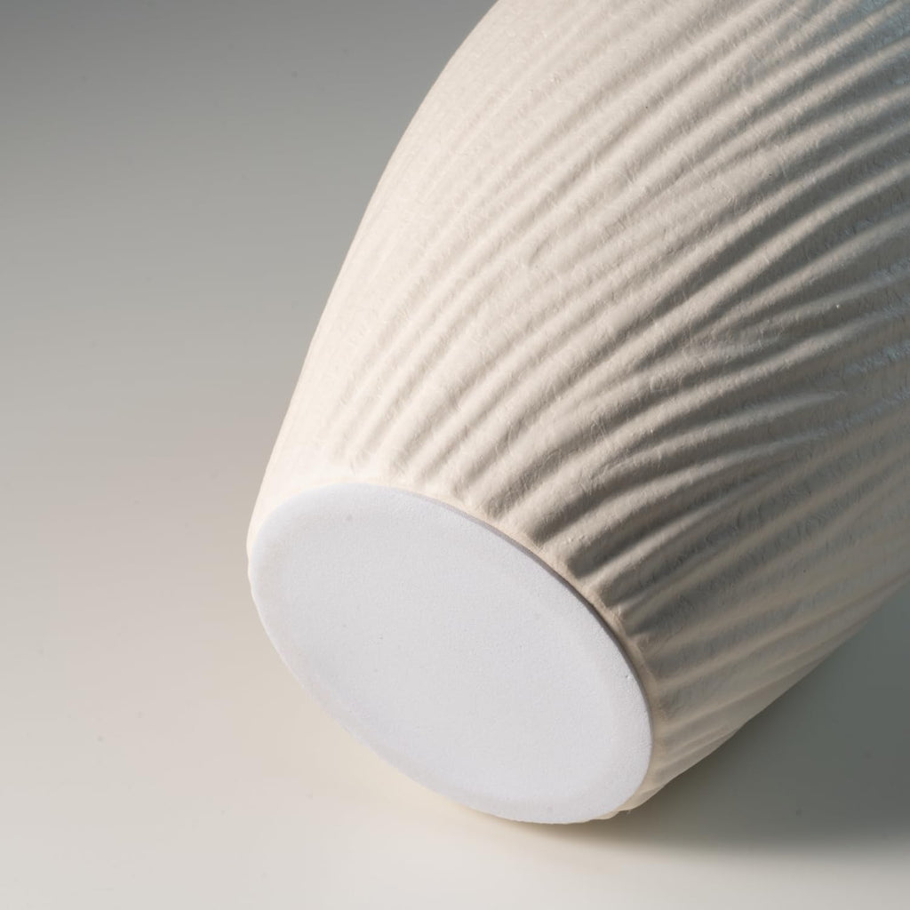 White Ceramic Vase Set of 2 - Modern Flower Vases for Home Decor - Rustic Textured White Vase for Living Room Decor - 8.65×5.5 & 5.5×5.5 Inch Round Vases for Dining Table Centerpiece Decoration