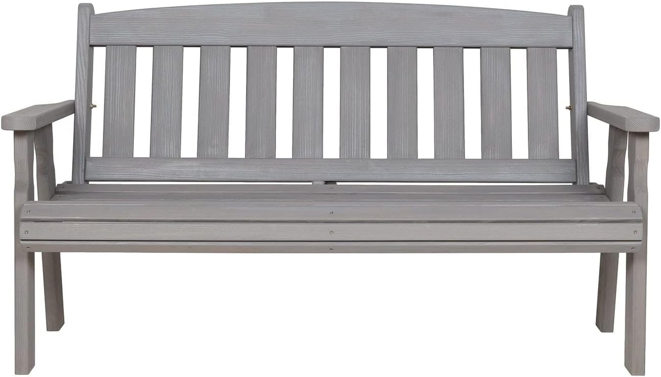 Amish Casual Heavy Duty 800 Lb Mission Treated Garden Bench, 5-Foot, Semi Solid Grey Stain
