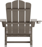 Flash Furniture Newport Adirondack Rocking Chair with Cup Holder, Weather Resistant Poly Resin Adirondack Rocking Chair, Brown