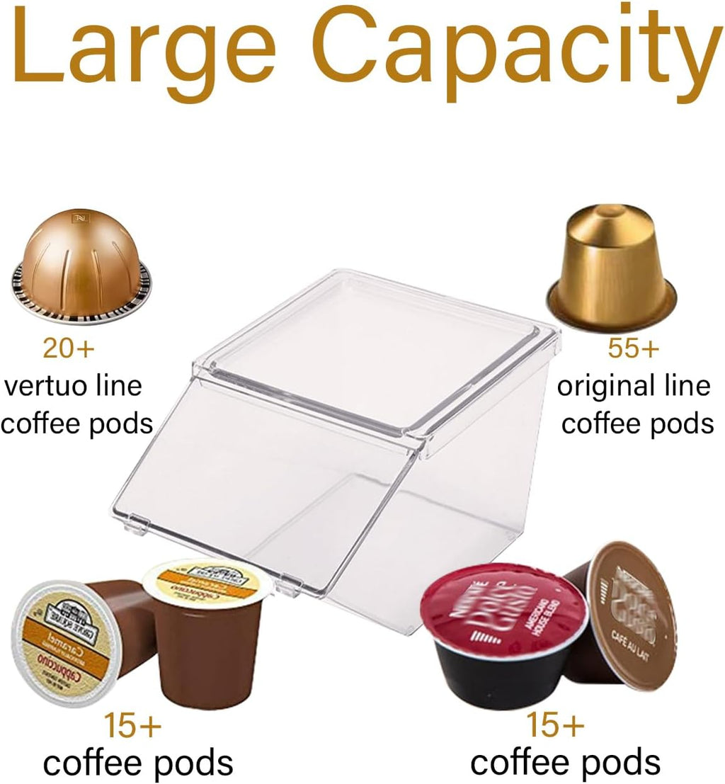 Tea Bag Organizer Coffee Pod Holder K Cup Holder, 4 Pack | Stackable Acrylic Desk Organizer Box with Lid