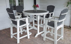 Outdoor Patio Table Bar Height Table and Bar Chairs Set of 4, for Garden Backyard Poolside Balcony, Umbrella Hole (5 PCS, Grey and White)