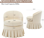 GarveeHome Vanity Stool, Upholstered Tall Back Arm Chair w/Side Pockets, Wood Legs Comfortable Dressing Piano Bench Chair for Vanity for Makeup Room, Bathroom