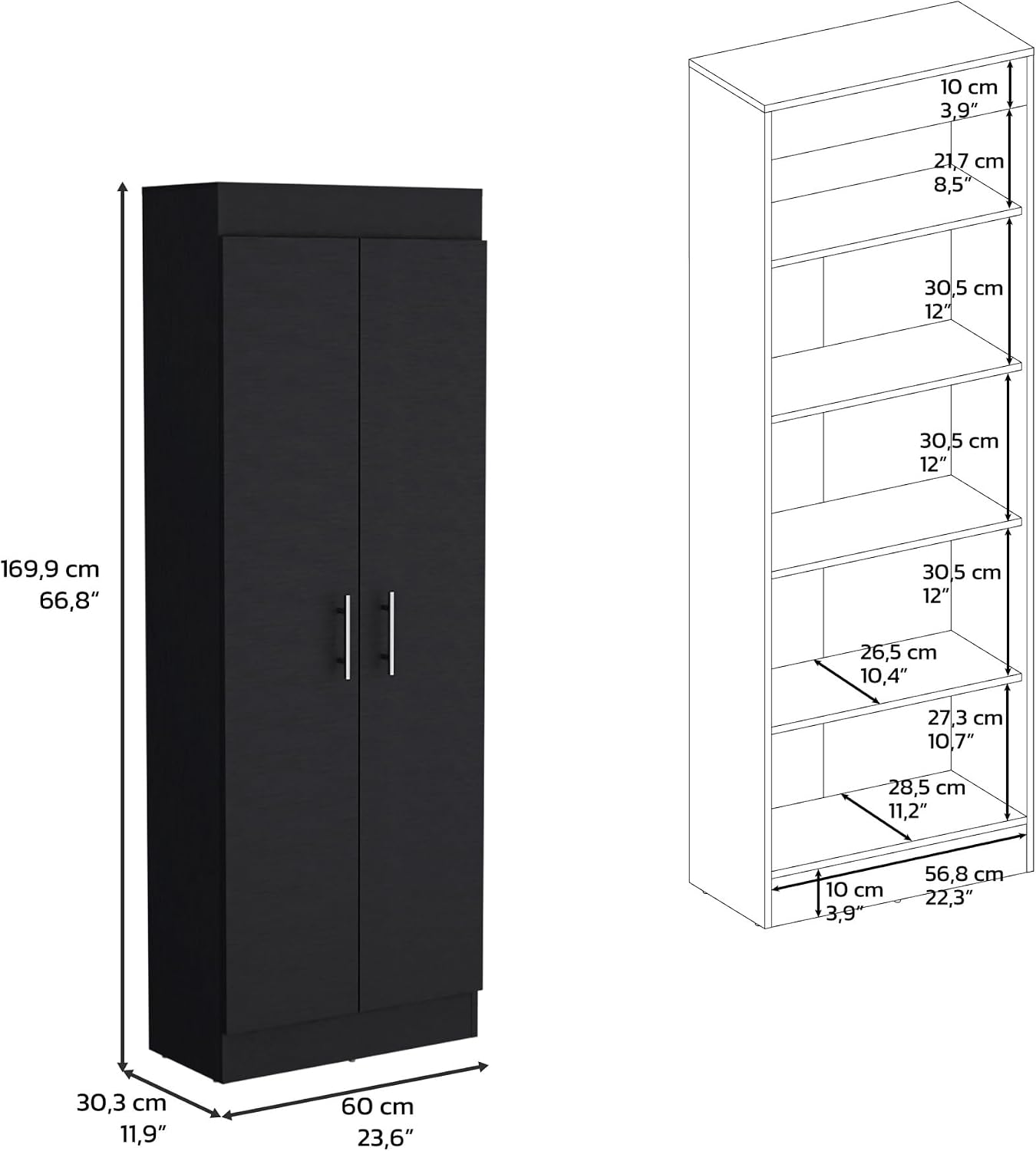 Modern Pantry Storage Cabinet, Tall Cupboard with 2 Doors, for Entryway Hallway Closet,for Kitchen Home