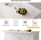 homary Kitchen Island with Storage & LED, 72" White Wood Islands with Wine Rack, Drawers & Shelves, Modern Kitchen Table for Dining Room, Prep & Gatherings, Without Chair