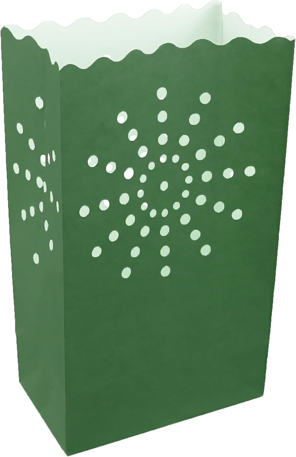 CleverDelights Green Sunburst Luminary Bags - 50 Pack - Christmas Holiday Sidewalk Candle Light Bag Decorations