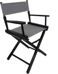 TLT 18" Table Height Folding Director’s Chair – Black Frame – Personalized/Imprinting – Contemporary Style - Grey Canvas