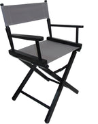TLT 18" Table Height Folding Director’s Chair – Black Frame – Personalized/Imprinting – Contemporary Style - Grey Canvas
