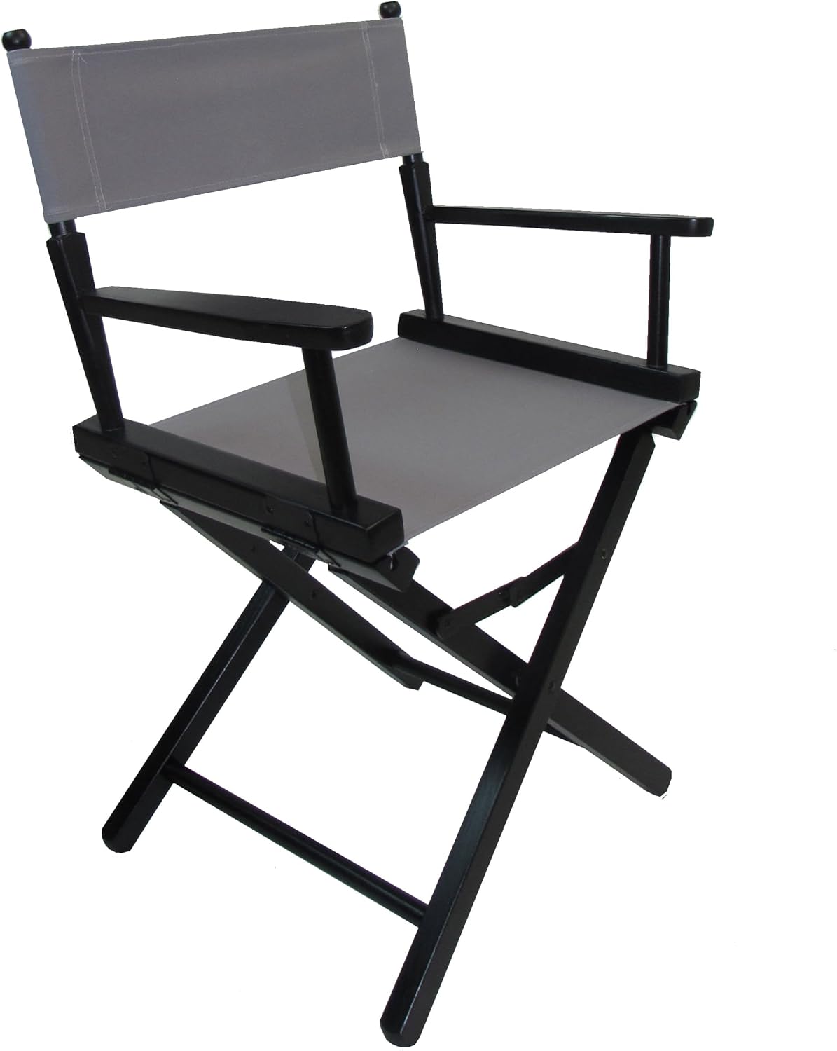 TLT 18" Table Height Folding Director’s Chair – Black Frame – Personalized/Imprinting – Contemporary Style - Grey Canvas