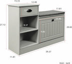 Shoe Storage Bench, Modern Wooden Shoe Cabinet with Flip Drawer and Adjustable Shelf, Entry Way Bench with Padded Seat Cushion for Entryway, Hallway, Living Room,Pebble Grey