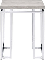 End Table Natural Oak Living1pc Chrome Frame Side Table