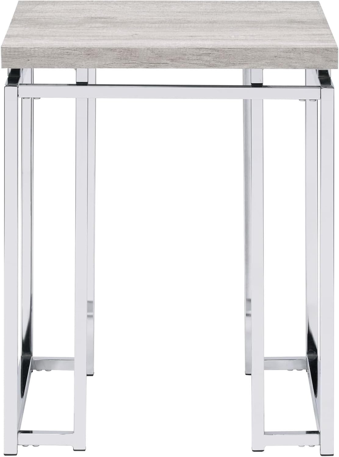 End Table Natural Oak Living1pc Chrome Frame Side Table