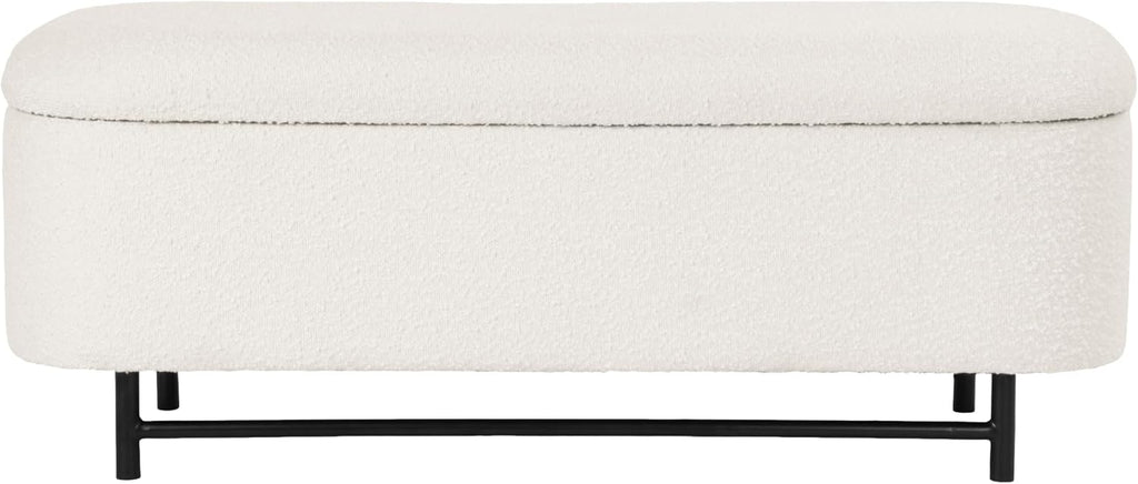 HomePop 46" Ellipse Storage Bench with Metal Legs - Cream Boucle