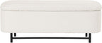 HomePop 46" Ellipse Storage Bench with Metal Legs - Cream Boucle