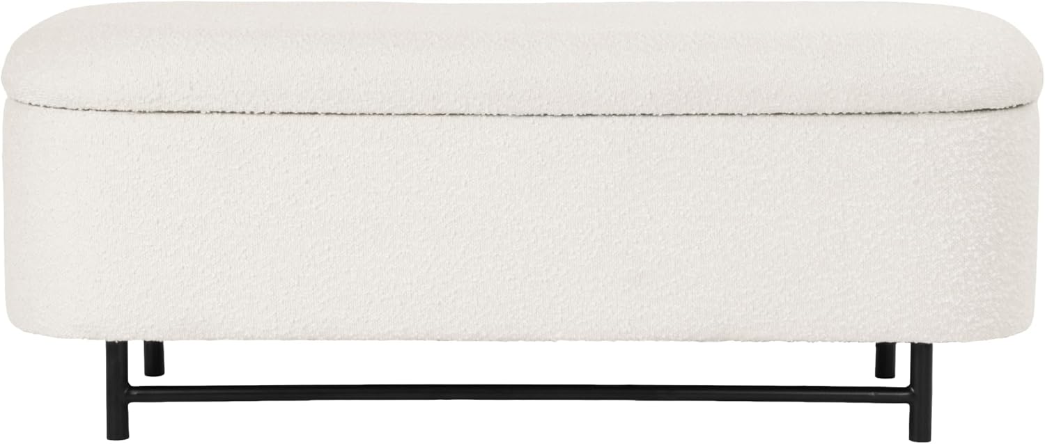 HomePop 46" Ellipse Storage Bench with Metal Legs - Cream Boucle