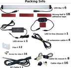 Under Cabinet LED Lighting Kit Plug in or Hardwired, 6 pcs 12 Inches Light Strips, 2000 Lumen, Super Bright, for Kitchen Counter, Closet, Shelf Lights, 31W, Warm White (6 Bars)