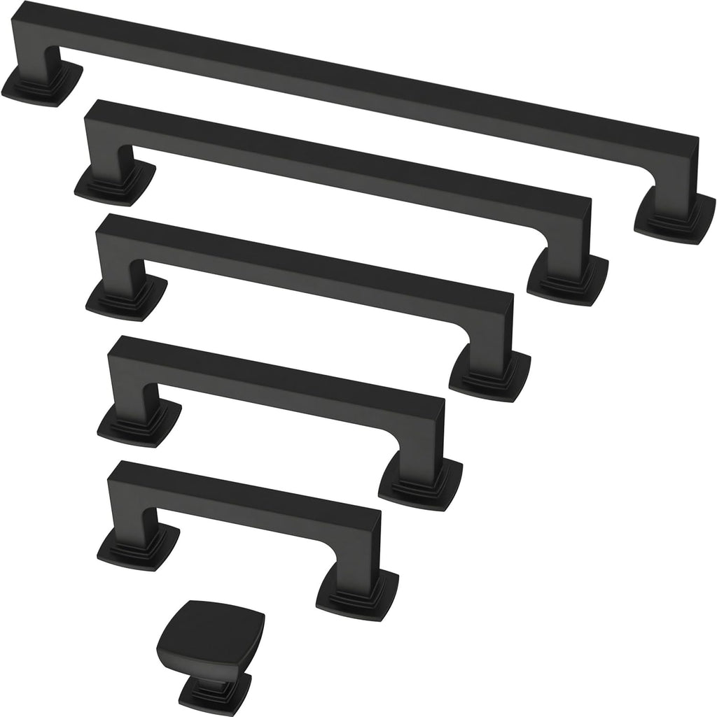 Franklin Brass – Square Matte Black Cabinet Knobs for Dressers, Drawers, Kitchen Cabinet Door, Vanity, Furniture, Closet Knobs, 1-1/8 Inch | Parow | 10 Count (Pack of 6)