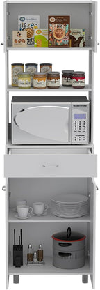 Microwave Cabinet with Storage, Kitchen Organizer, White
