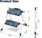 URACKIFY 2 Step Stool Foldable, Step Ladder with Non-Slip Rubber mat, Step Stool with Release Button, Lightweight Steel, Blue, for up to 330LBS.