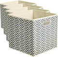 Amazon Basics Collapsible Cube Storage Organizer Bins, 24-Pack, 10.5 x 10.5 x 11 inches, Chevron Grey