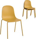 Dining Chairs Set of 4, Plastic Stackable Kitchen Chairs, Modern Indoor/Outdoor Chair with Metal Legs for Dining Room, Kitechen, Cafes, Restaurants (Mustard Yellow)