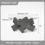 Gray Round Glass Coffee Table,33-Inch Coffee Tables for Living Room Clear Circle Accent Table Adapts to Farmhouse and Contemporary Decor