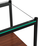 Set of 2 Rectangle End Tables, Tempered Glass Top Nightstands with MDF Shelf, Metal Frame Accent Furniture for Living Room, Bedroom, Sofa Side, Small Space, Apartment,Office Decor (Black+Transparent)