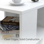 Small White Nightstand with Shelf, Modern Bedside Table, MDF Wood End Table for Bedroom Living Room, Compact Side Table, Easy Assembly