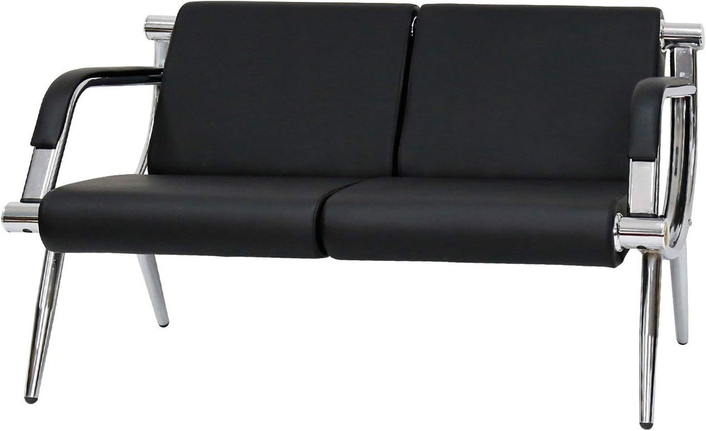 Peach Tree Black Leather Executive Side Reception Chair Office Waiting Room Guest Reception, Salon Barber Office Waiting Chair Bank Hall Airport Reception Waiting Chair 3 Seats Bench