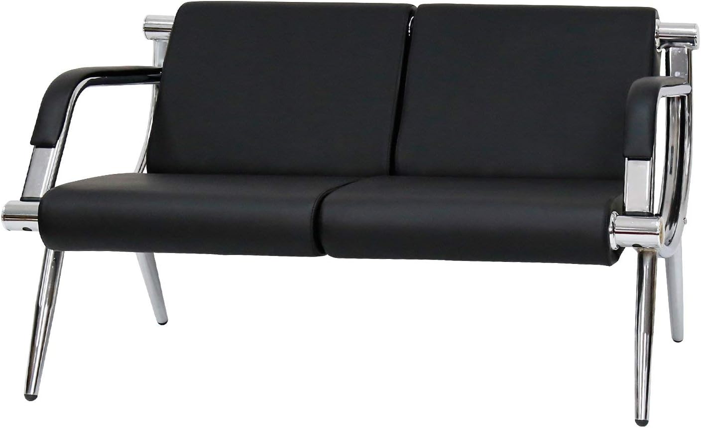 Peach Tree Black Leather Executive Side Reception Chair Office Waiting Room Guest Reception, Salon Barber Office Waiting Chair Bank Hall Airport Reception Waiting Chair 3 Seats Bench