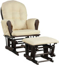 Nursery Rocking Chairs Nursery Glider Rocking Chair Wood Baby Rocker with Ottoman Cushion Upholstered Nursing Chair with Padded Arms (Beige)
