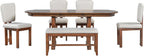 6-Piece Traditional Dining Table Set, 78" Extendable Wood Table with 18" Removable Leaf, 4 Upholstered Dining Chairs & 1 Bench, Espresso & Beige