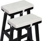 baibu Memory Foam Rectangle Bench Stool Cushion Set of 2, Dual-Layer Design Non-Slip Saddle Stool Pads Bar Stool Cushion with Machine Washable Cover - Only 2 Pads (White, 18x9.5x1.5in)
