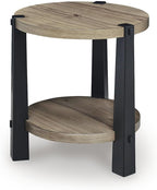 Signature Design by Ashley Ridgester Farmhouse End Table with Storage, Light Brown & Black