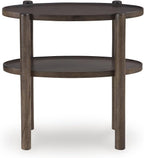 Signature Design by Ashley Wiattbury Solid Mango Wood End Table, Narrow Two-Tier Side Table Fully Assembled for Living Room or Bedroom Night Stand, Gray-Brown Finish