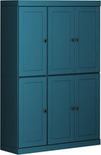 Palace Imports Solid Wood Kitchen Pantry Cabinet 71.5" Tall, 48.5" Wide – Wooden Storage Cabinet w/ 6 Shaker Doors & 8 Adjustable Shelves – Teal Blue, 100% Renewable Eco-Friendly Wood, Made in Brazil