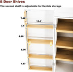 78.2" Tall Kitchen Pantry Cabinet with 8 Door Shelves and 3 Adjustable Shelves for Dining Room, Freestanding Storage Cabinet with 3 Large Drawers, Versatile Cupboard for Bathroom (White)