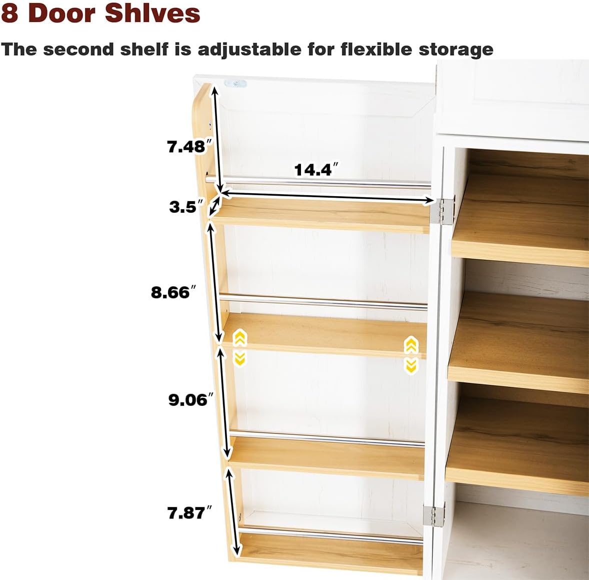78.2" Tall Kitchen Pantry Cabinet with 8 Door Shelves and 3 Adjustable Shelves for Dining Room, Freestanding Storage Cabinet with 3 Large Drawers, Versatile Cupboard for Bathroom (White)