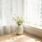 White Ceramic Flower Vase, 6 Inch Modern Vases Home Decor, White Ribbed Vases for Flowers,Pampas Grass Vase for Centerpieces Living Room Table Entryway Shelf (Small)