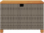Patio Storage Box with Acacia Wood Top, 31.5x15.7x18.9 Inch Outdoor Storage Bench, Poly Rattan Garden Box with Waterproof Bag and Gas Spring
