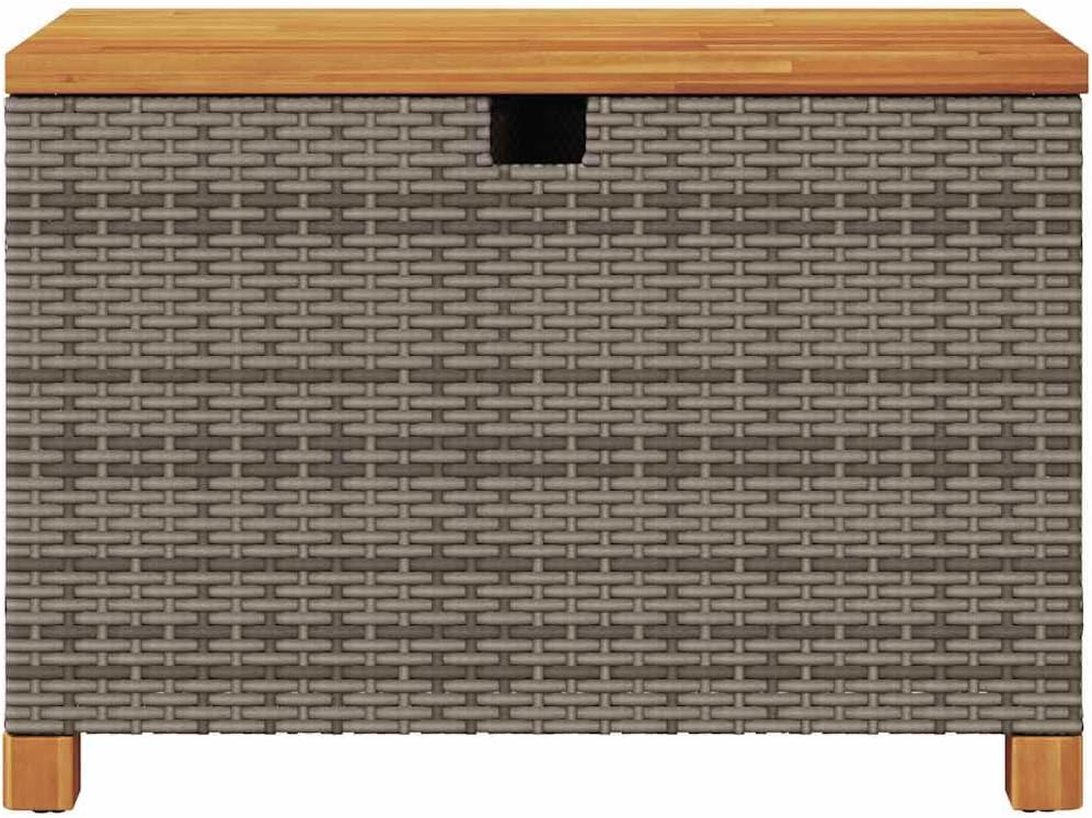 Patio Storage Box with Acacia Wood Top, 31.5x15.7x18.9 Inch Outdoor Storage Bench, Poly Rattan Garden Box with Waterproof Bag and Gas Spring