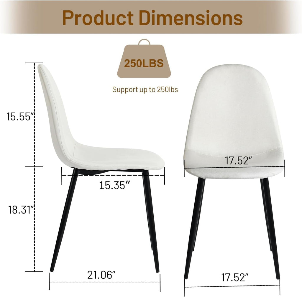 FurnitureR Dining Chairs Set of 4, Fabric Comfy Seat Armless Side Chairs with Metal Legs Mid Century for Home Kitchen Reception Room, Beige