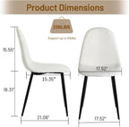 FurnitureR Dining Chairs Set of 4, Fabric Comfy Seat Armless Side Chairs with Metal Legs Mid Century for Home Kitchen Reception Room, Beige